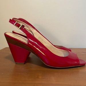 Franco Sarto Red Peep Toe Sling Back shoes size 8